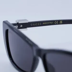 ?️ New Gucci GG1681S 001 Sunglasses - Shiny Black Frame, Solid Grey Lens… Gucci GG1681S XS (53 - 14) with Grey lenses and Black frame  main image 4